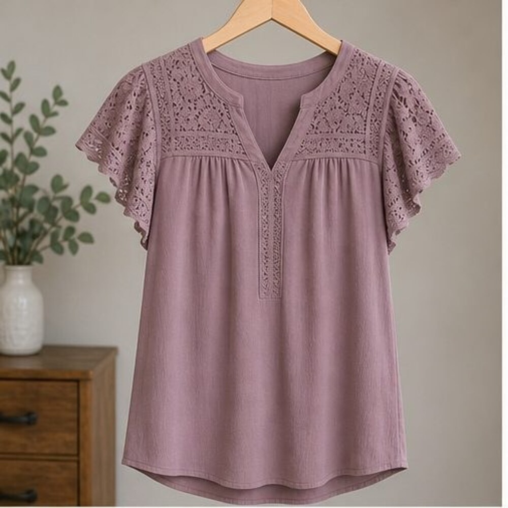 Mauve V Neck Top